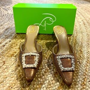 [sam edelman] brit luster kitten heel mule, sz 7.5